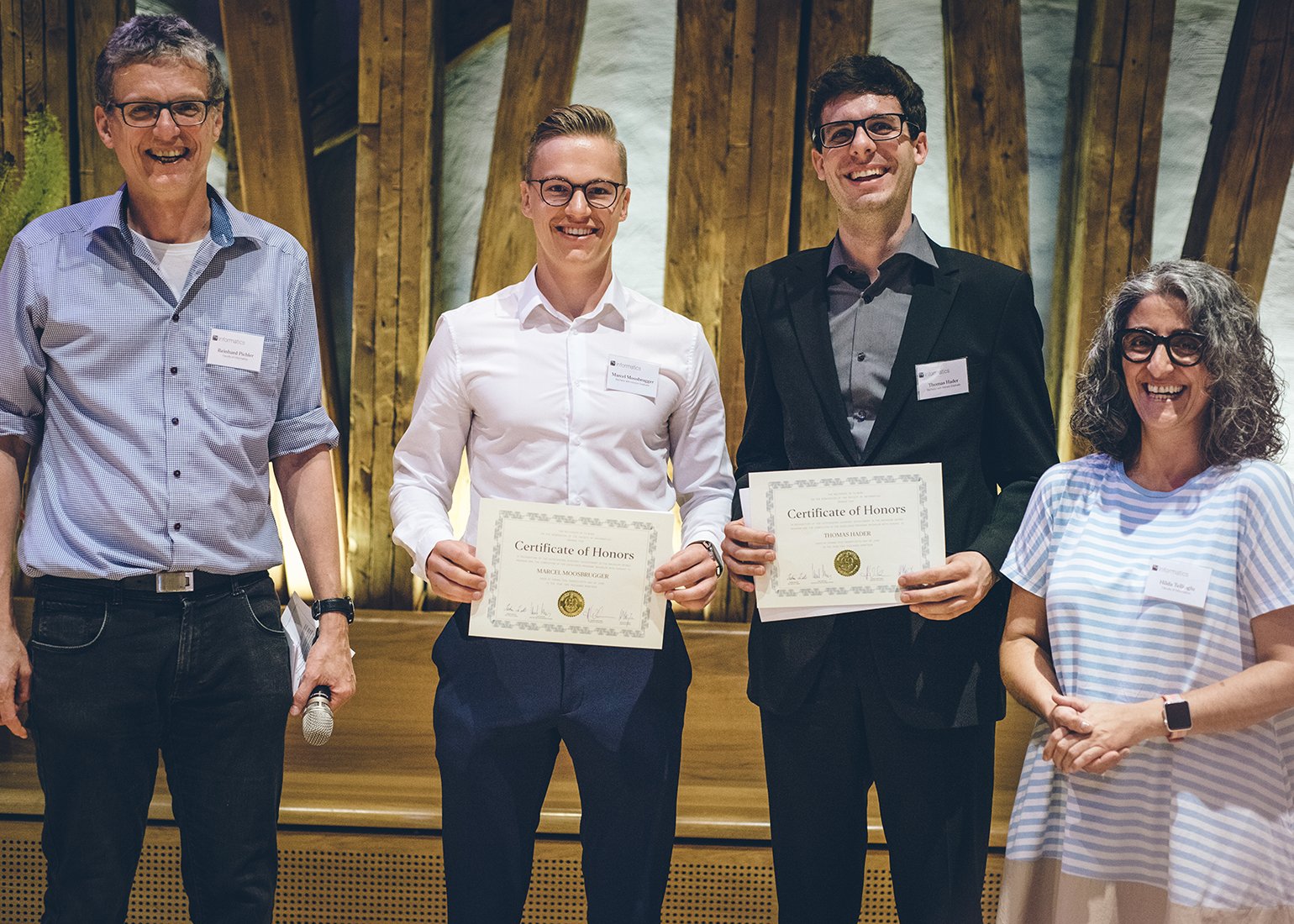 After graduating in 2019, Marcel Moosbrugger (l.) and Thomas Hader (r.) were accepted for the Purdue University GoBoiler Internship and ETH Zurich Student Research Fellowship Program, respectively.
