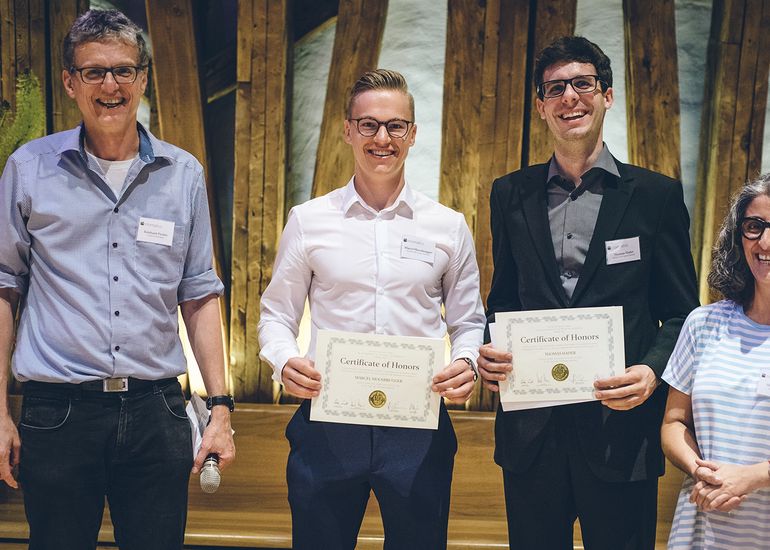 After graduating in 2019, Marcel Moosbrugger (l.) and Thomas Hader (r.) were accepted for the Purdue University GoBoiler Internship and ETH Zurich Student Research Fellowship Program, respectively.
