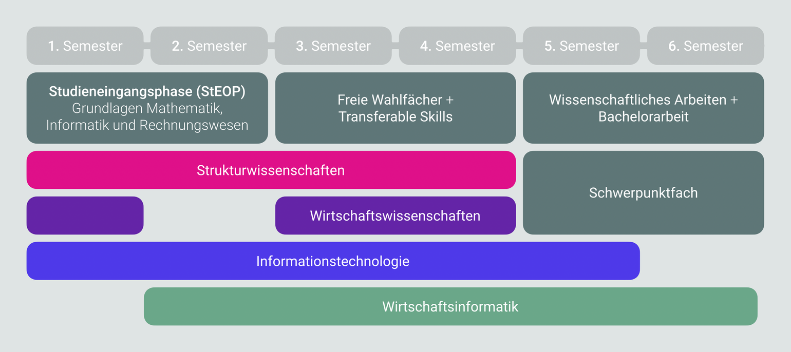 Überblick Studienplan. Alle Detailinformationen zum Aufbau und Inhalt des Studiums findest du im [Studienplan](/bachelor/curriculum-ue033526.pdf) (PDF) bzw. in der Liste der [Lehrveranstaltungen](https://tiss.tuwien.ac.at/curriculum/public/curriculum.xhtml?key=45300&locale=de) in TISS.