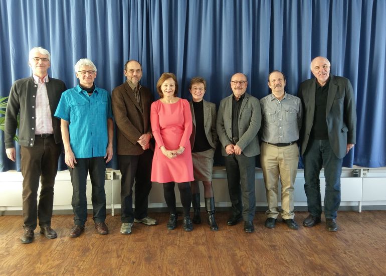 International Adivsory Board 2016–2019: Hans Akkermans, Edward Lee, Nadia Magnenat-Thalmann, Carlo Ghezzi and Moshe Vardi (with Hannes Werthner, right, Gerti Kappel, center, and Uwe Egly, left).
