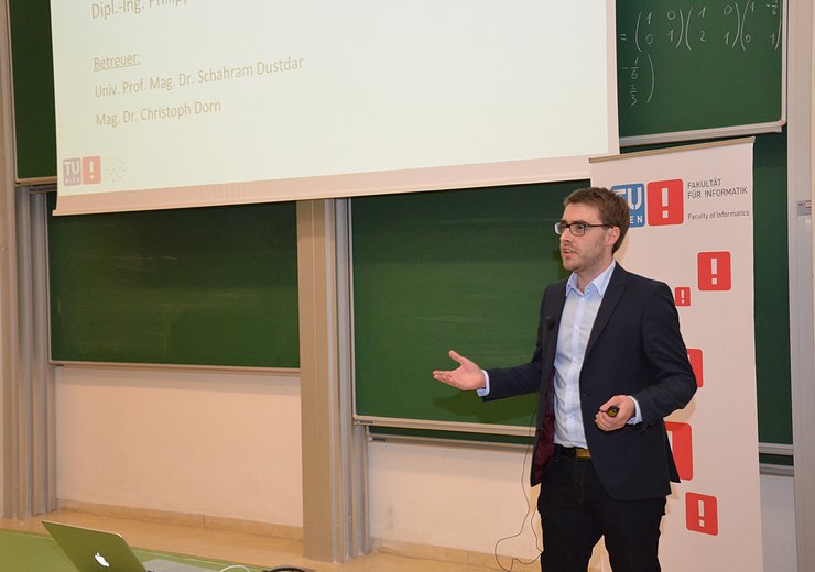 Philipp Waibel spricht über "Architecture-Driven Design and Configuration of Messaging Systems" — Picture: TU Wien Informatics