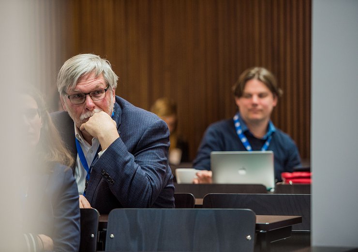 DigHum2019, William Aspray (University of Colorado Boulder) talked about “The Importance of Scrutiny to Digital Humanism”. — Picture: Arnold Mike / TU Wien Informatics