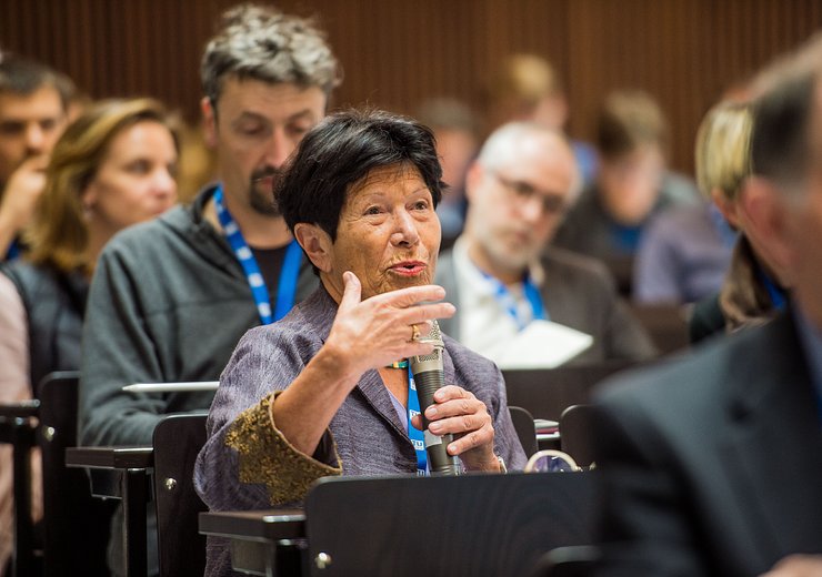 DigHum2019, Helga Nowotny ( Chair of the ERA Council Forum Austria) presented “Imagining Our Digital Future - How Human Will It Be?” — Picture: Arnold Mike / TU Wien Informatics