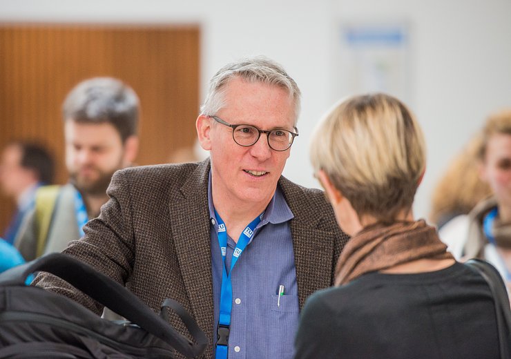 DigHum2019, Geoffrey G. Parker (Dartmouth College) explained “The Transformative Powers of Platform Economies”. — Picture: Arnold Mike / TU Wien Informatics