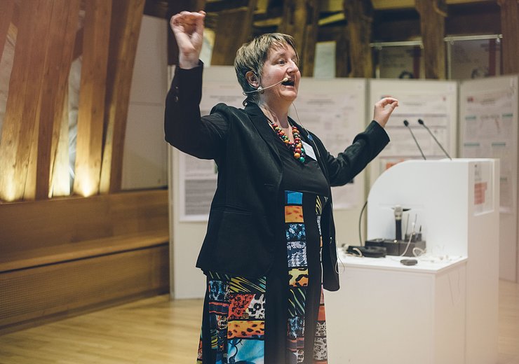 Keynote speaker Daniela Nicklas (University of Bamberg) speaks about the CS30 Strategy. — Picture: Amélie Chapalain / TU Wien Informatics