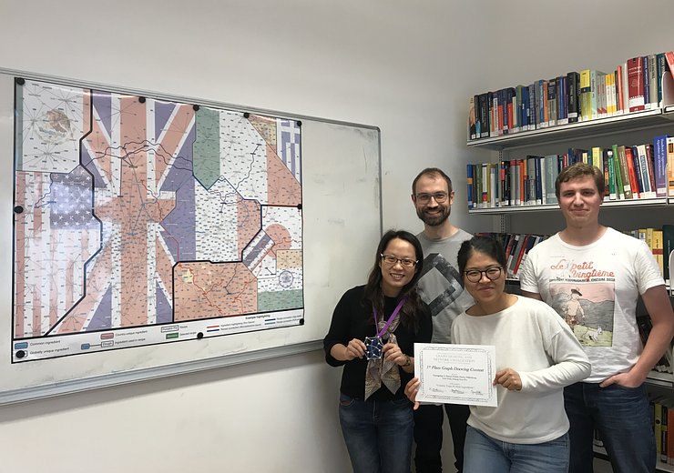 The First Prize winners (from left to right): Hsiang-Yun Wu, Martin Nöllenburg, Guangping Li, Soeren Nickel and Ivan Viola (missing).