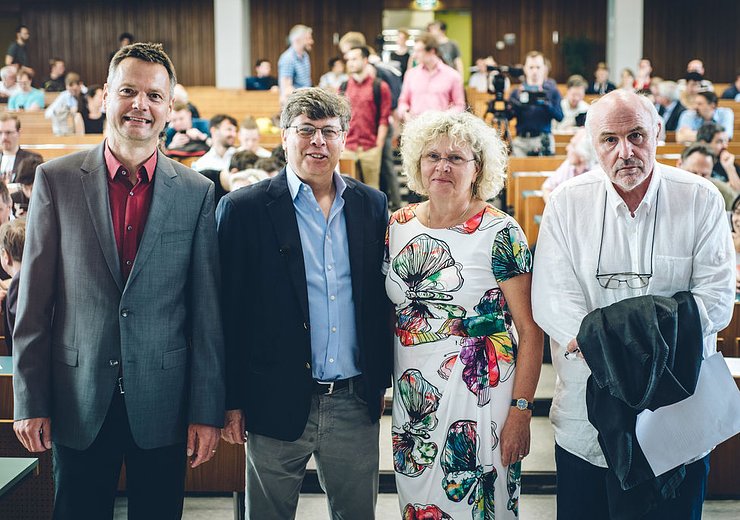 Stefan Szeider, Oren Etzioni, Sabine Seidler and Hannes Werthner. — Picture: Amélie Chapalain / TU Wien Informatics