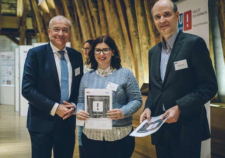 Sanja Pavlovic at the 28th Epilog with Kurt Hofstädter (Siemens Austria) and Michael Heiss (Siemens Austria).