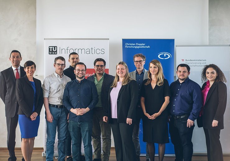 Julia Neidhardt and her team at the opening ceremony of the CD Lab for Recommender Systems on May 3rd, 2022. — Picture: Amélie Chapalain / TU Wien Informatics