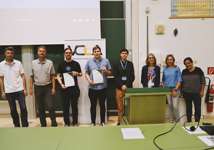 VCLA Awards with Thomas Eiter, Stefan Szeider, Jasper Slusallek, Tuukka Korhonen, Robert Ganian, Nadia Creignou, Agata Ciabattoni and Magdalena Ortiz. — Picture: VCLA