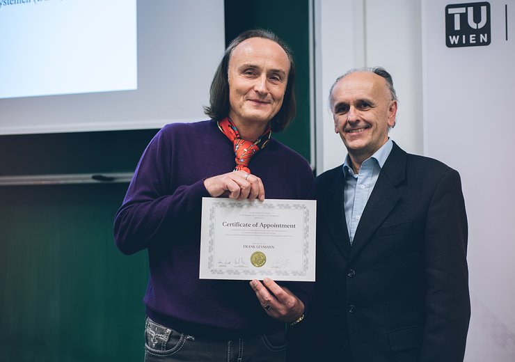 Frank Leymann and Vice Rector Johannes Fröhlich — Picture: Amélie Chapalain / TU Wien Informatics
