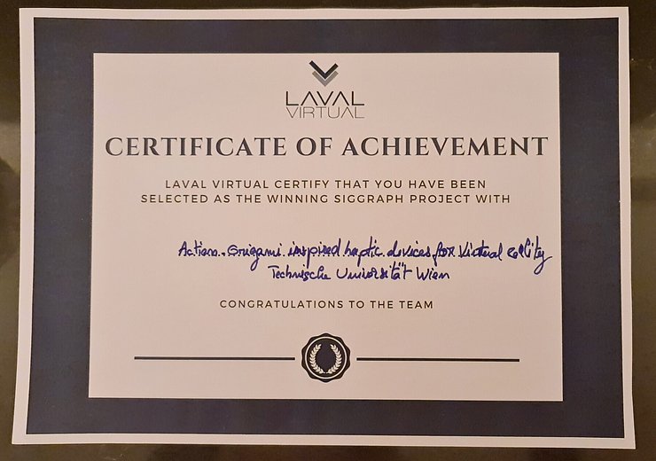 VR Group Wins SIGGRAPH Emerging Technologies Award