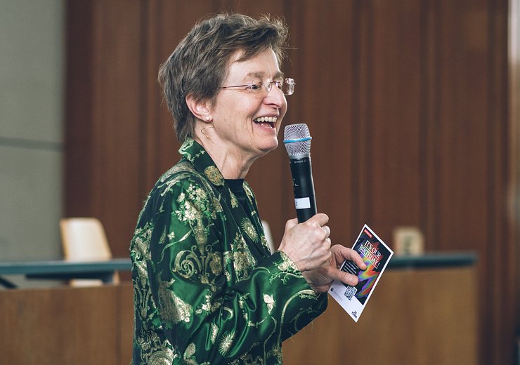 Our Dean Gerti Kappel welcoming our guests Georg Gottlob &amp; Daniela Rus — Picture: Amélie Chapalain / TU Wien Informatics