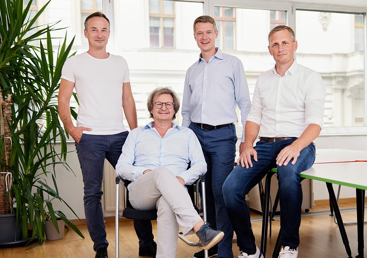 ecosio's founders fLtR: Marco Zapletal, Christian Huemer, Christoph Ebm and Philipp Liegl