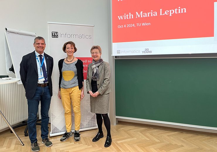 Rector Jens Schneider, ERC President Maria Leptin and Dean Gerti Kappel