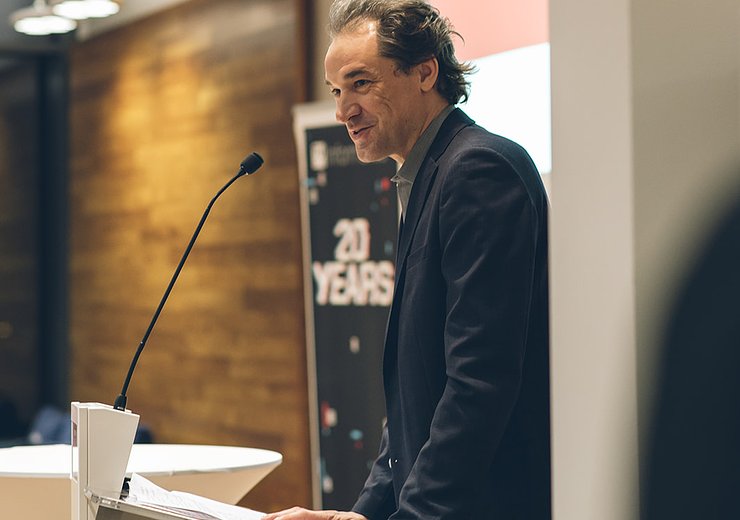 Hannes Kaufmann, introducing the winner of the Best Master Thesis Award Tobias Batik — Picture: Amélie Chapalain / TU Wien Informatics