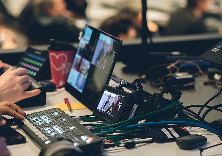 Technical equipment for the live stream and A/V in the room — Picture: Amélie Chapalain / TU Wien Informatics