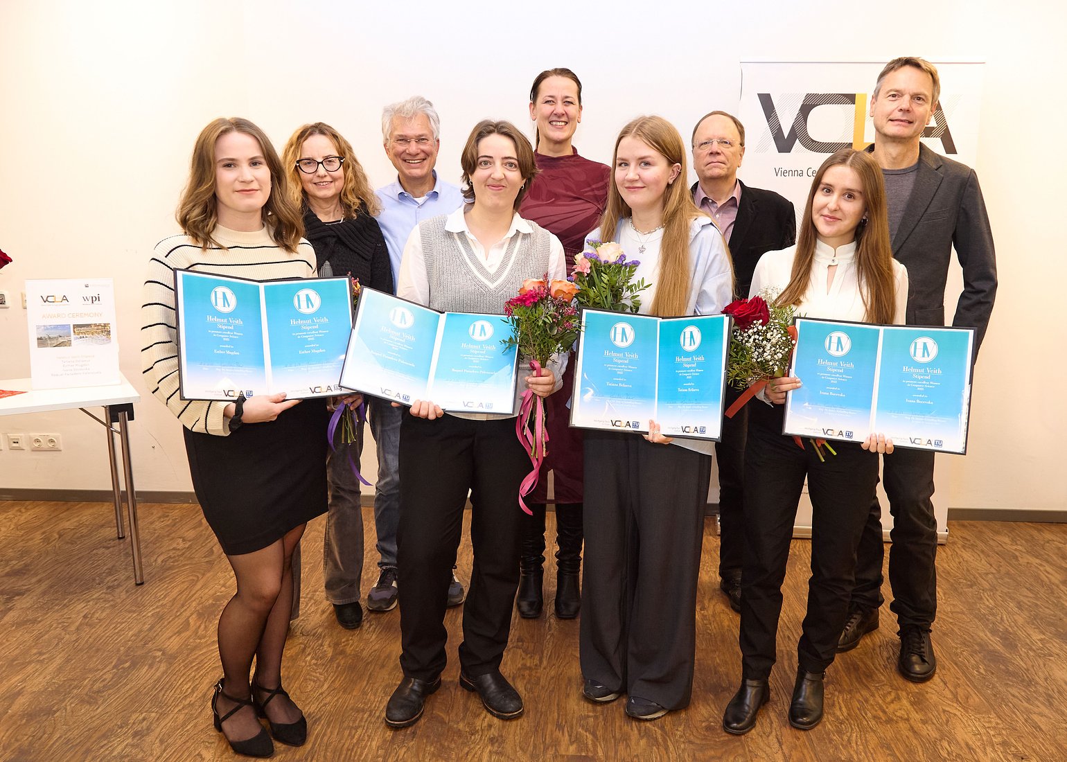 Group picture with all stipend recipients with Agata Ciabattoni, Norbert Mauser, Georg Gottlob, and Stefan Szeider