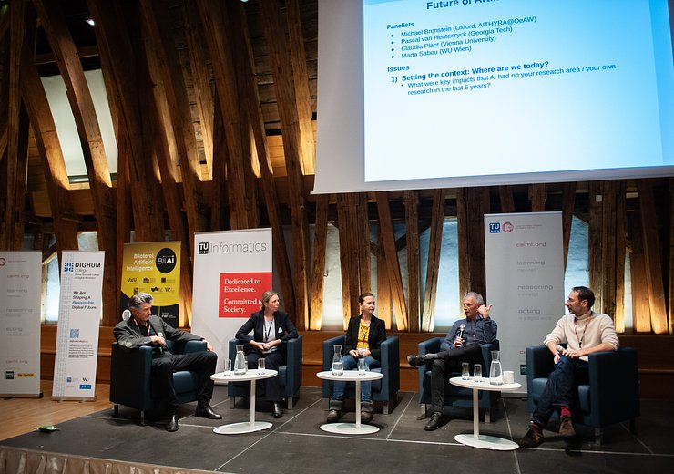 During the Panel Discussion at the end of the first day of the Festival — Picture: Markus Hollo / TU Wien Informatics