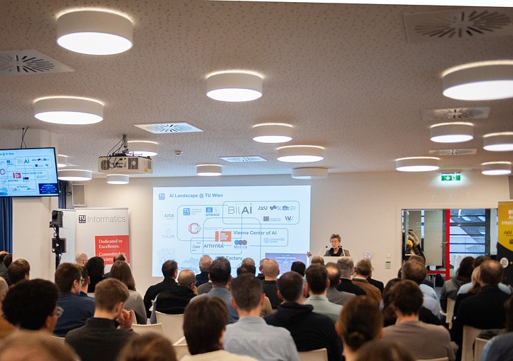 Full house on the second day of the Festival, which focused on industry — Picture: Markus Hollo / TU Wien Informatics