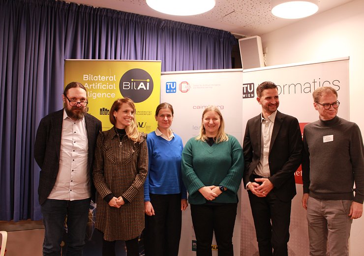 The Festival closed with a Discussion on AI and Digital Humanism with Bernhard Krüpl-Sypien, Irinia Nalis-Neuner, Alexander Schmölz, Doris Vickers, and moderators Julia Neidhardt and Stefan Woltran — Picture: TU Wien Informatics