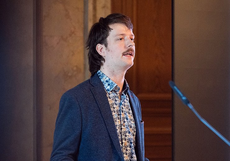 Wietzke Koops presenting his thesis — Picture: Markus Hollo / TU Wien Informatics