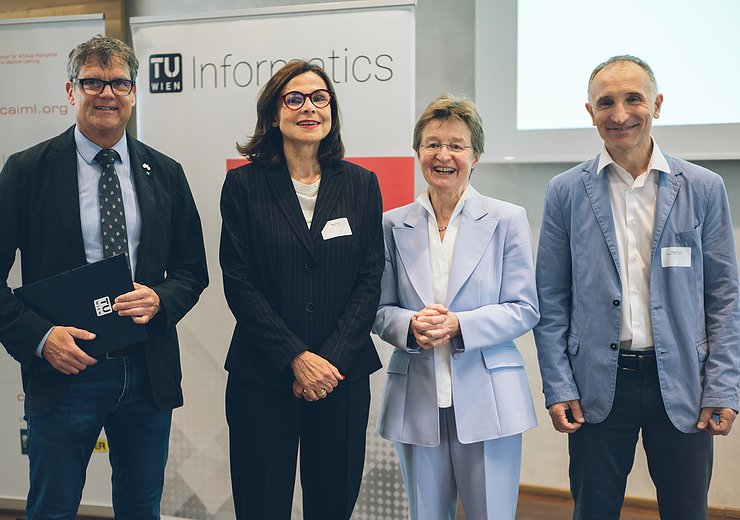 fLtR: Jens Schneider, Mira Mezini, Gerti Kappel, and Nysret Musliu — Picture: Amélie Chapalain / TU Wien Informatics