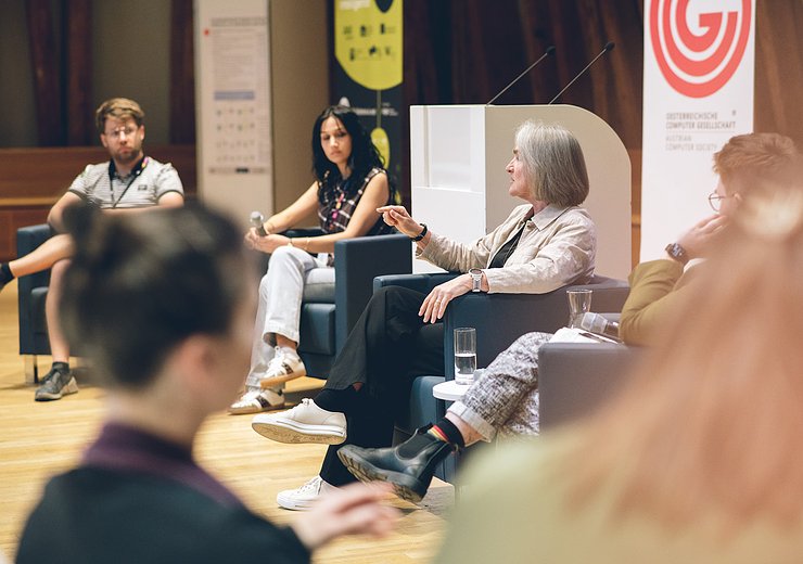 Panel discussion after the keynote Responsibility in Modern Society — Picture: Amélie Chapalain / TU Wien Informatics