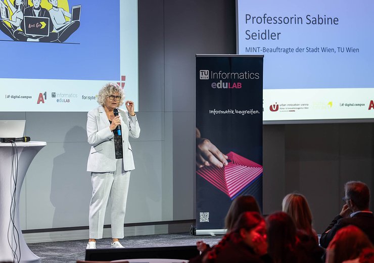 Sabine Seidler at the opening — Picture: Jakub Han / Urban Innovation Vienna
