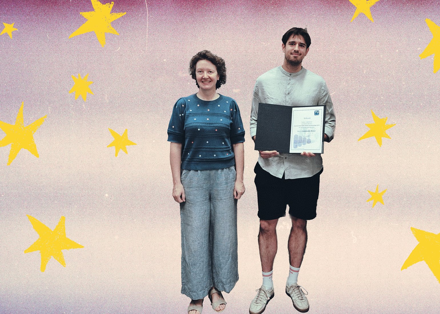 Sabine Angergassen, Vice Dean of Academic Affairs, and graduate Constantin Nistor