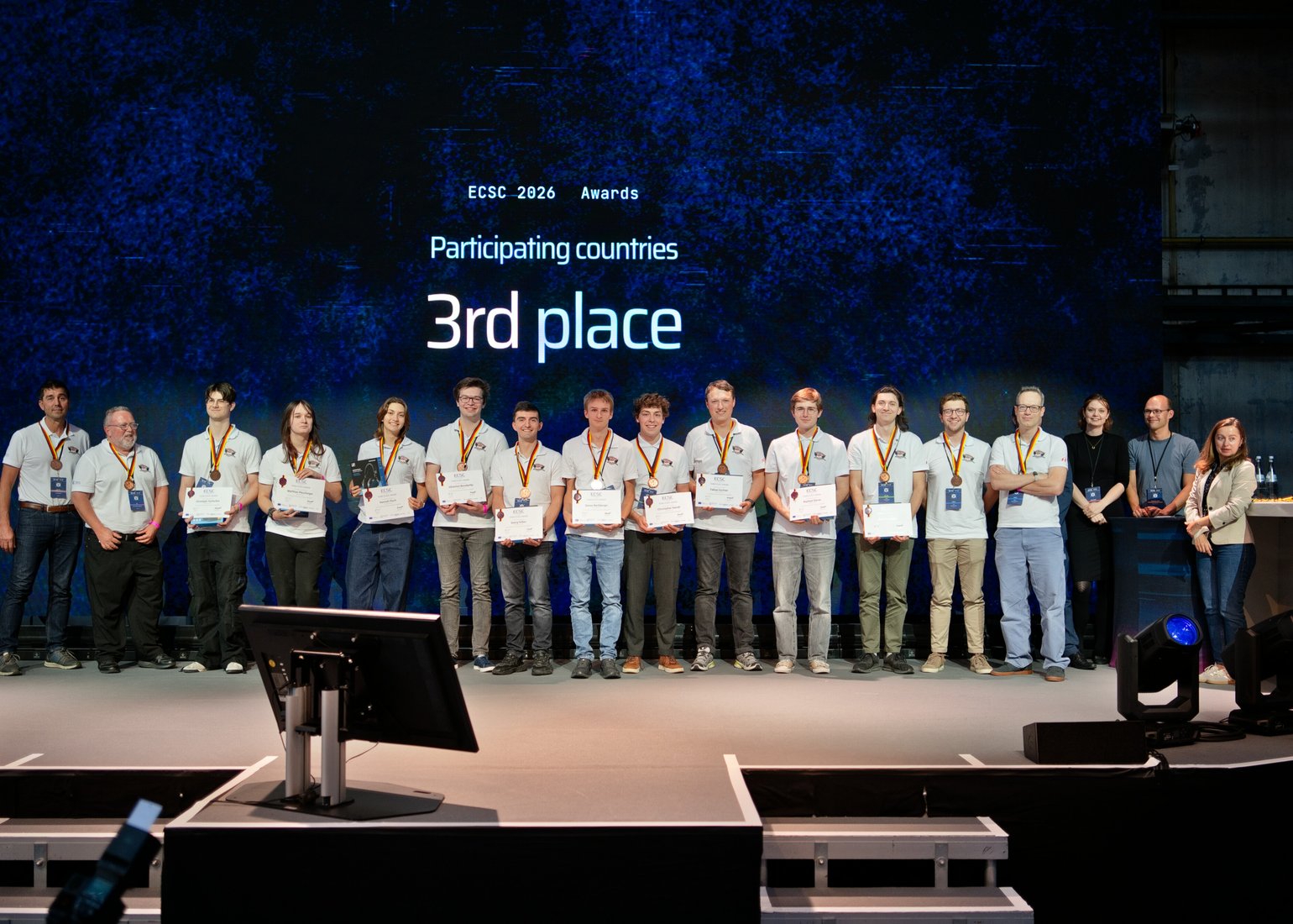 Team Austria on stage at the ECSC 2026.
