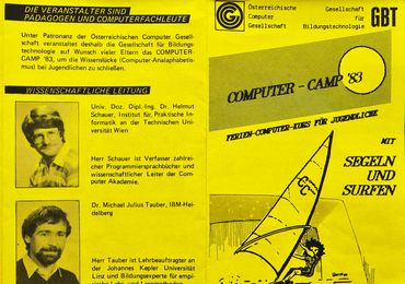 Ad for the first computer summer camp in Gmunden, with hundreds to follow.