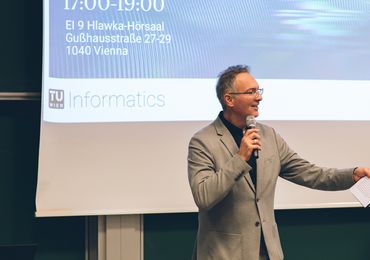 Vice-Rector Peter Ertl opened our second Inaugural Lecture in November with a welcome address — Picture: Amélie Chapalain / TU Wien Informatics