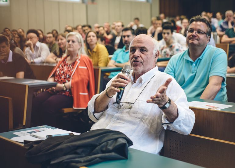  Former Dean Hannes Werthner in action. 